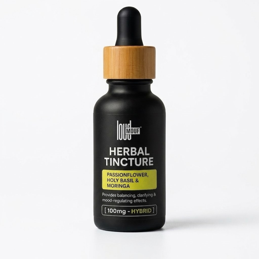 LOUDMOUF Herbal Tincture — Passionflower, Holy Basil & Moringa, 100mg Hybrid